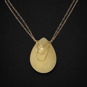 Michelle Roy Teardrop Stone Pendant Necklace Gold Chain